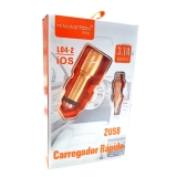 CARREGADOR VEICULAR COM CABO LIGHTNING 3.1A L04-2 PRATEADO